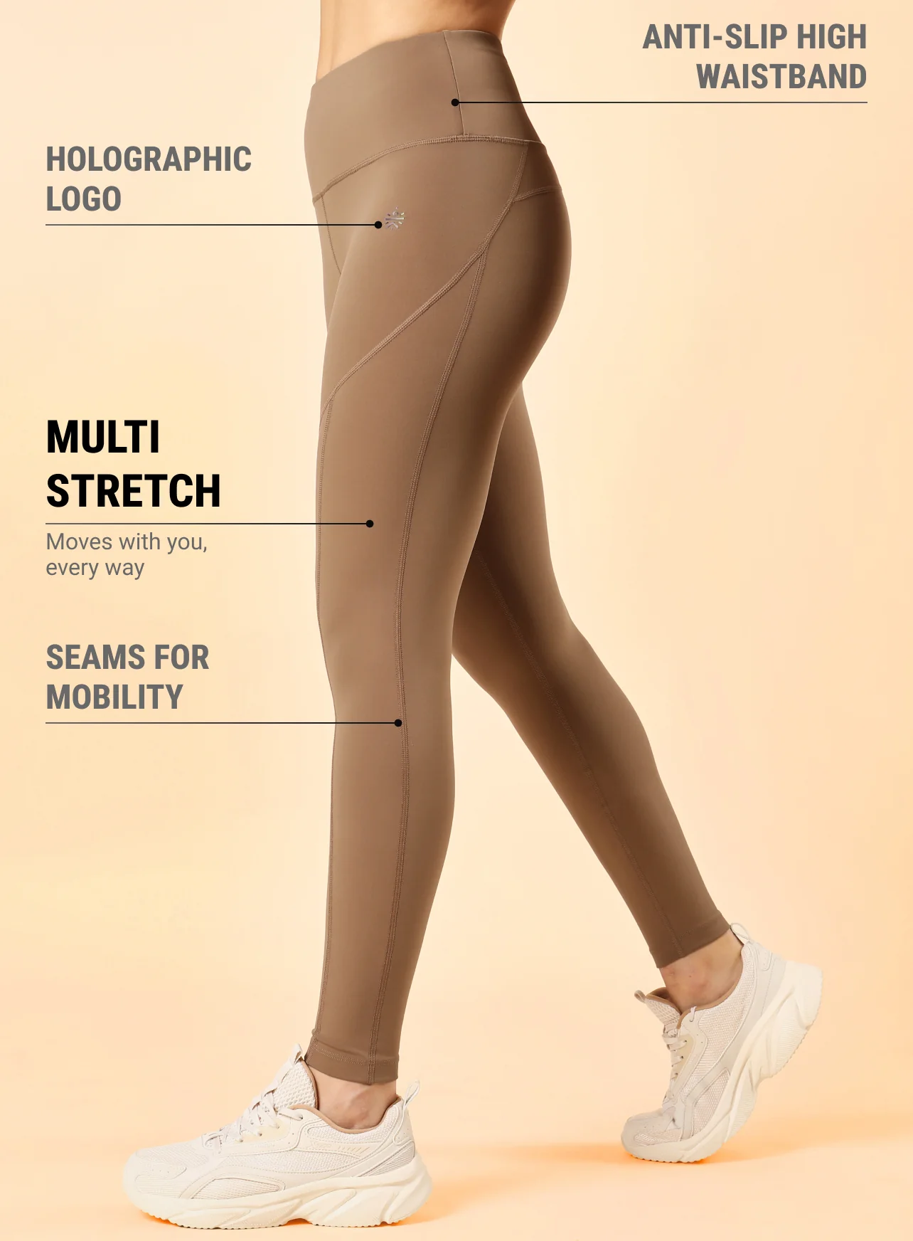 Women's Beige Train In Workout COMFlex Tights - Image 5