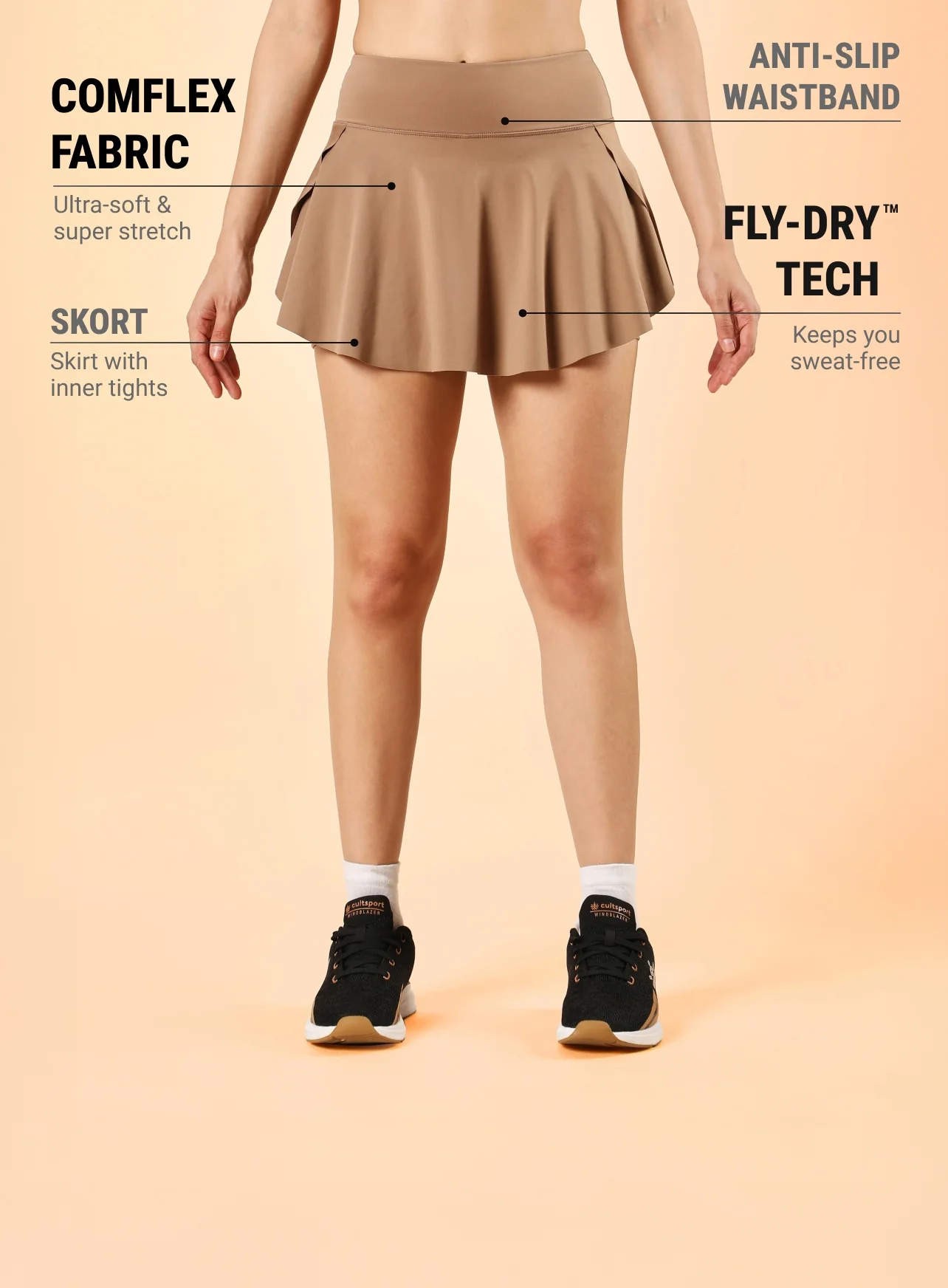 Women's Beige True Performance Sculpted COMFlex Skorts - Image 4