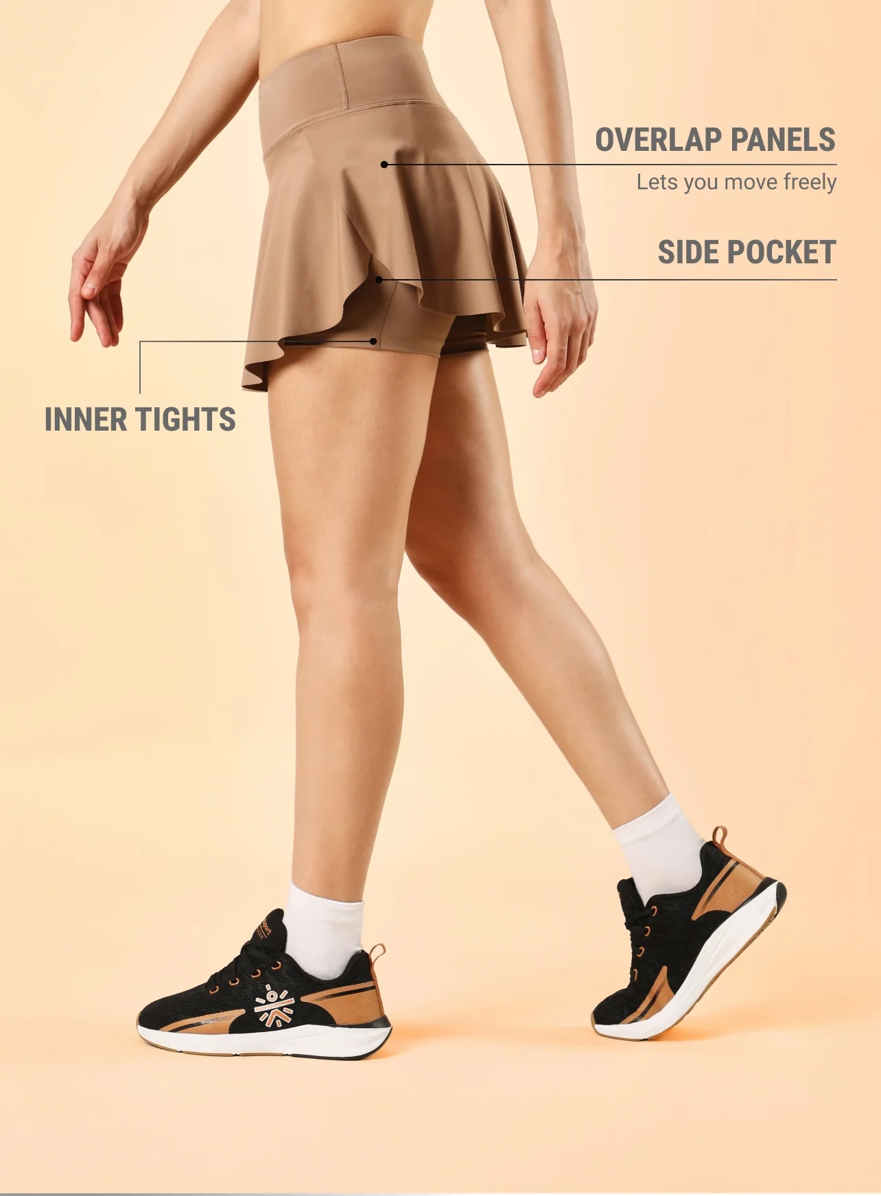 Women's Beige True Performance Sculpted COMFlex Skorts - Image 5