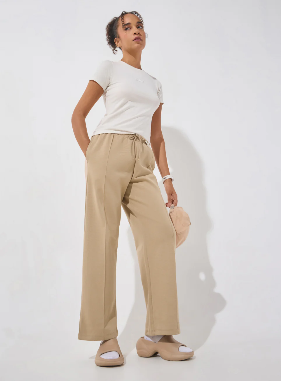 Women's Beige Ultra Luxe Tailored Trackpants - Image 2