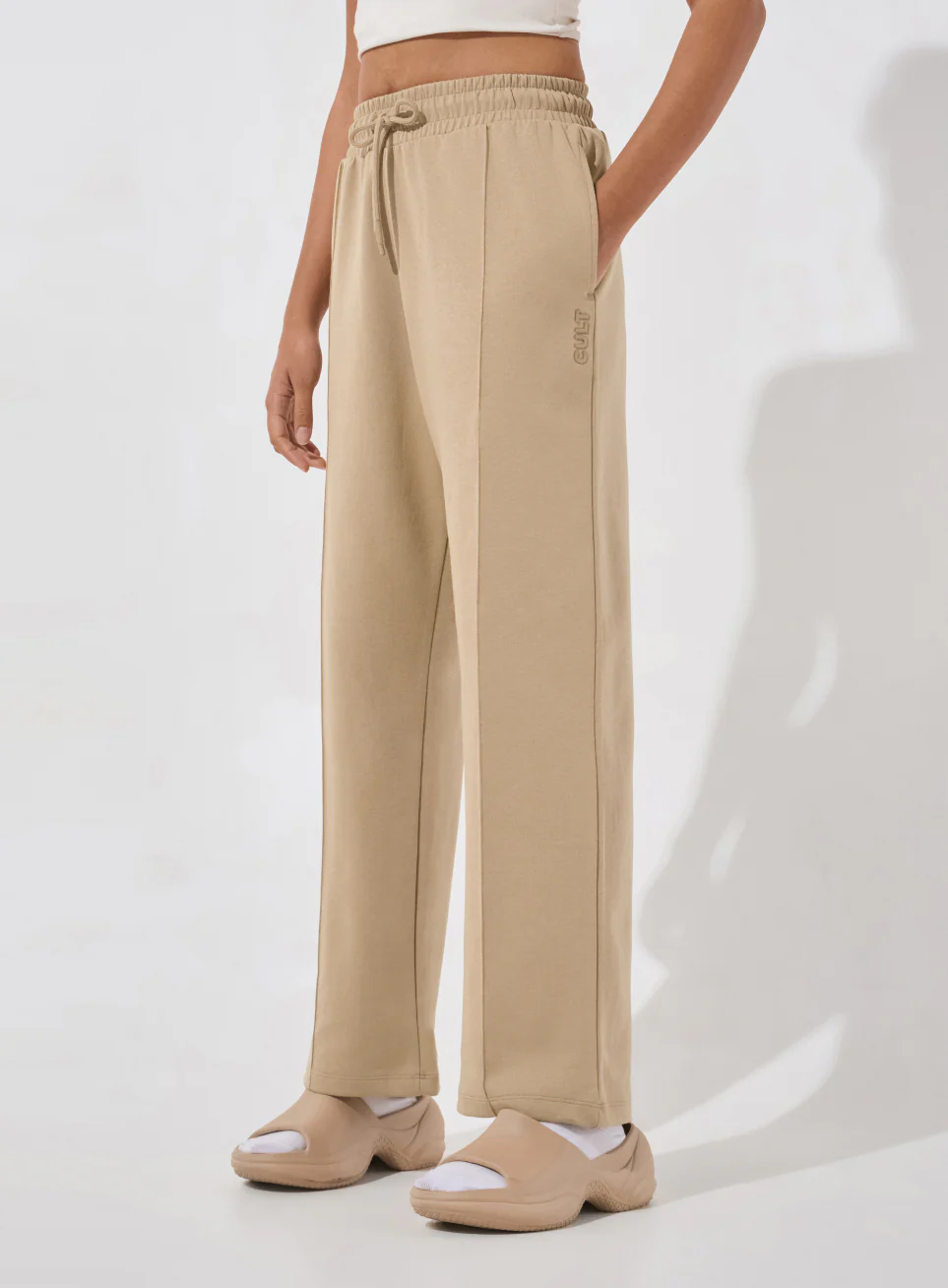 Women's Beige Ultra Luxe Tailored Trackpants - Image 5