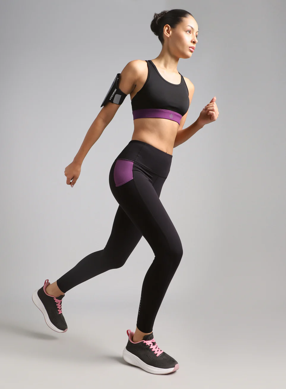 Women's Black AbsoluteFit Neon Pop Leggings with Side Pockets - Image 2