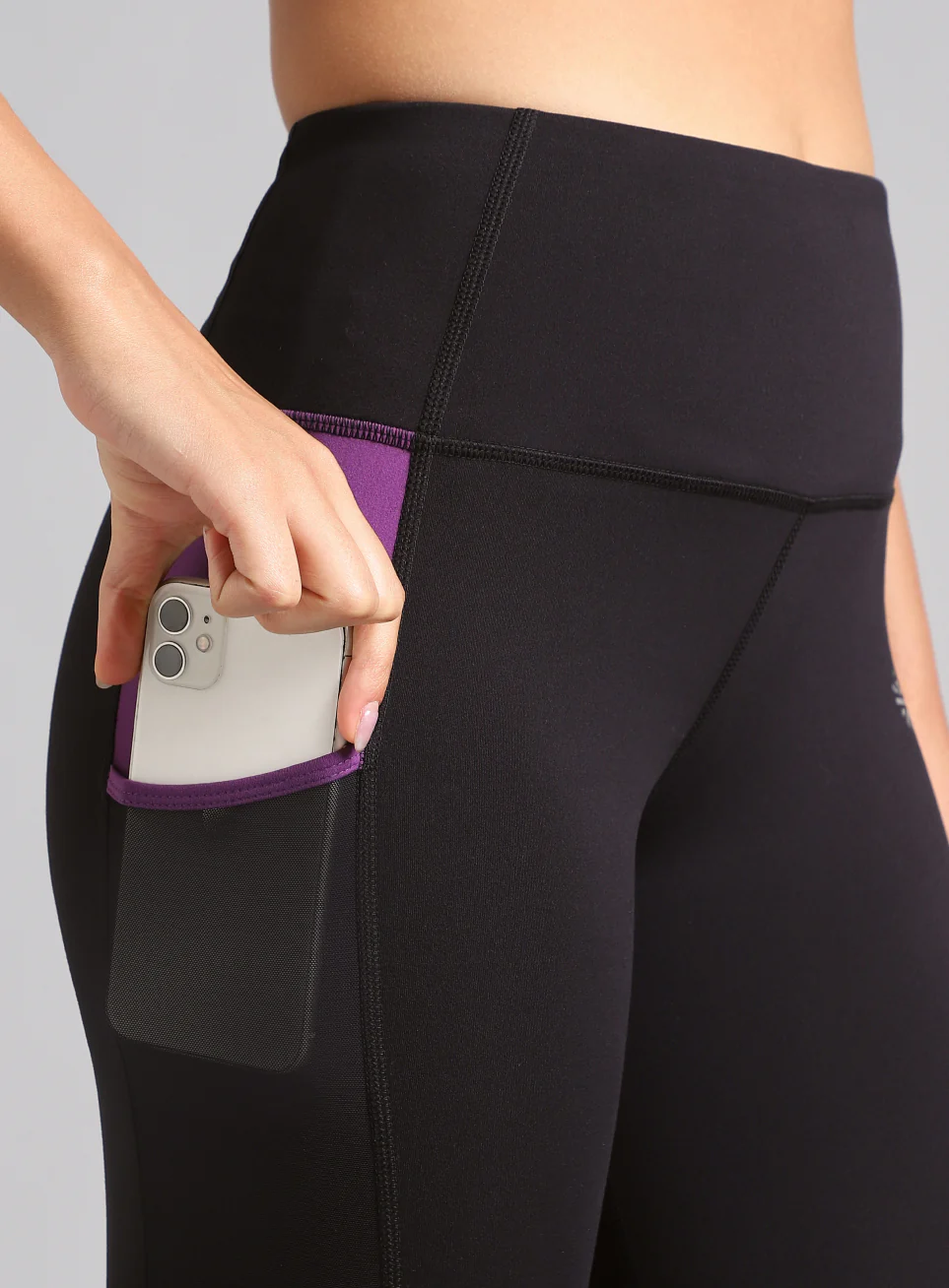 Women's Black AbsoluteFit Neon Pop Leggings with Side Pockets - Image 7