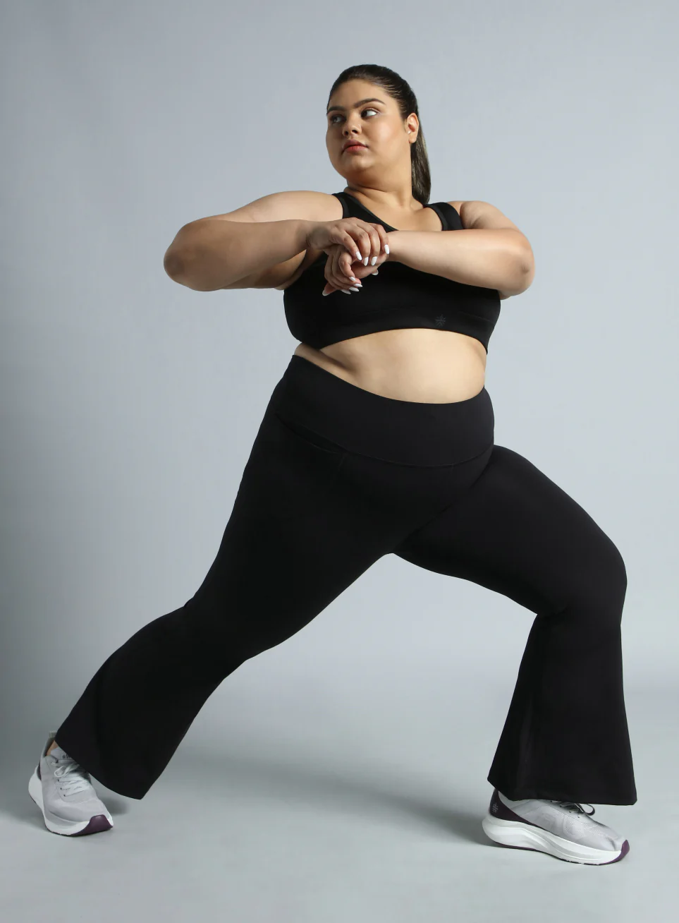 Women's Black All Format Training Plus Size Flared Pants - Image 2