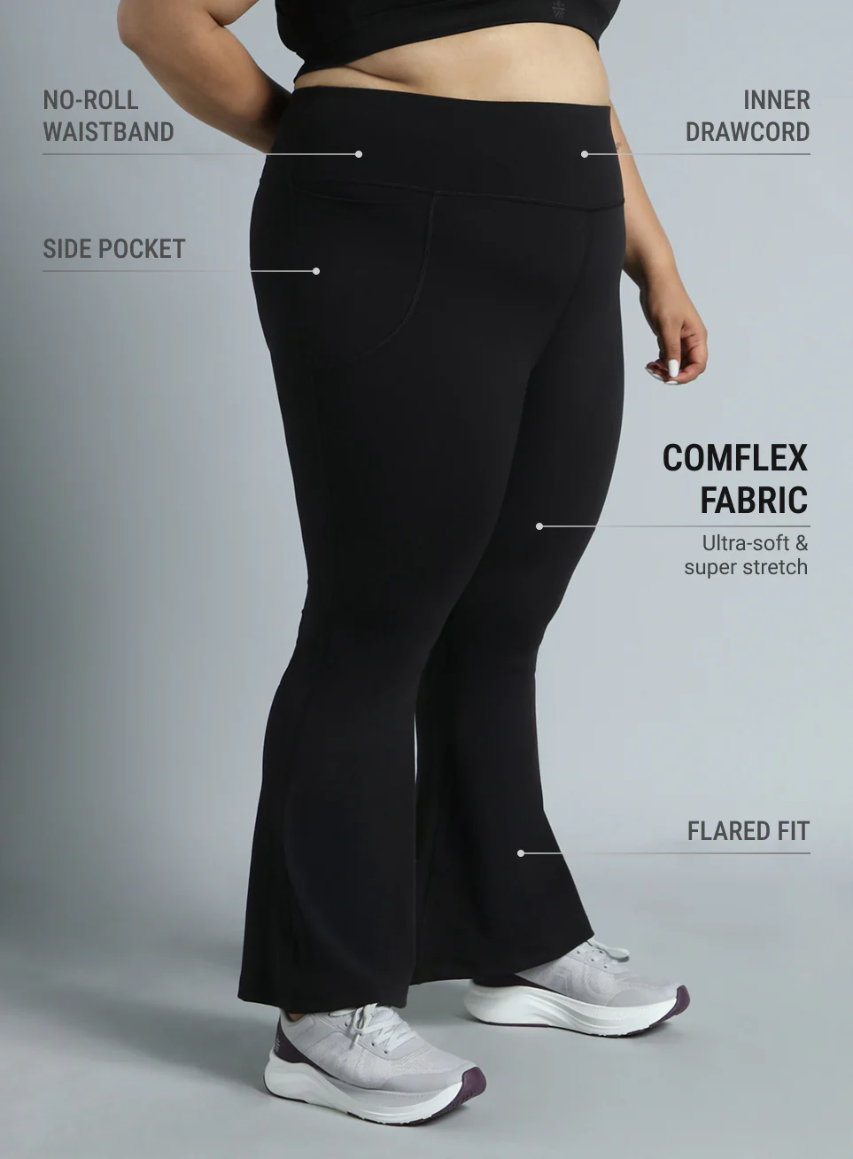 Women's Black All Format Training Plus Size Flared Pants - Image 5