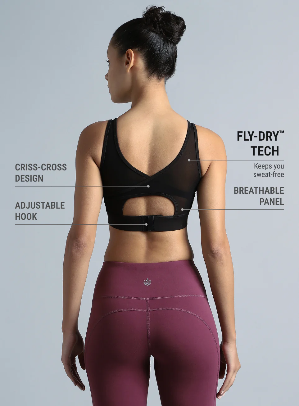 Women's Black AOP Cross Over High Impact Bra - Image 6