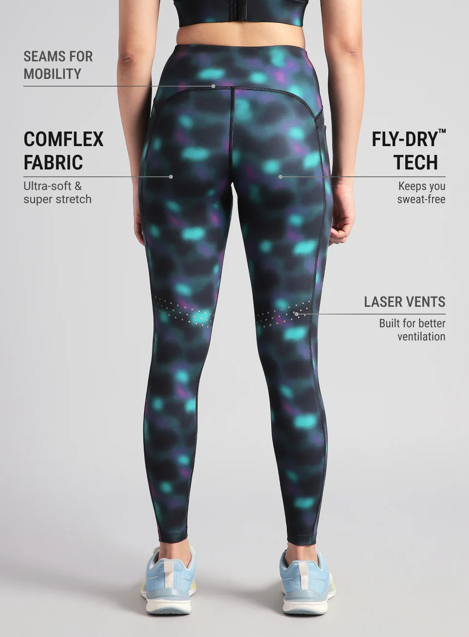 Women's Black AOP Runner's Pro COMFLlex Tights - Image 6