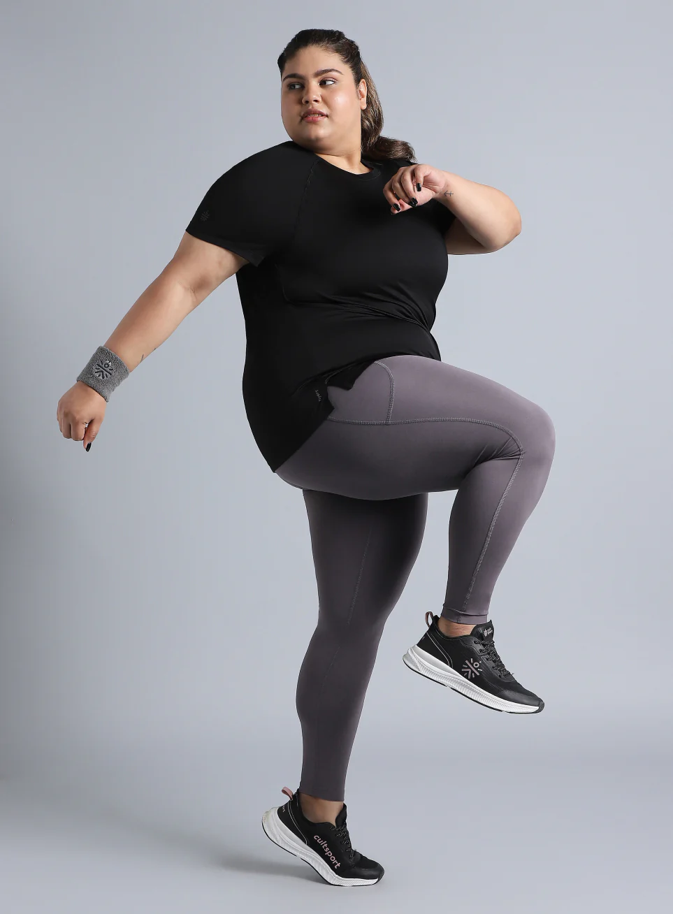 Women's Black Back Cut Out Plus Size T-shirt - Image 2