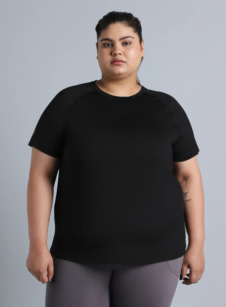 Women's Black Back Cut Out Plus Size T-shirt - Image 4