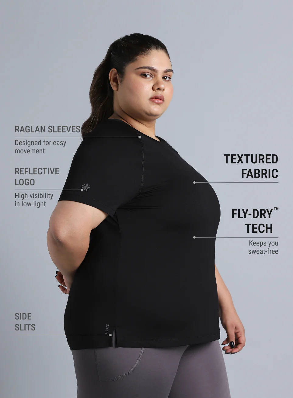 Women's Black Back Cut Out Plus Size T-shirt - Image 5
