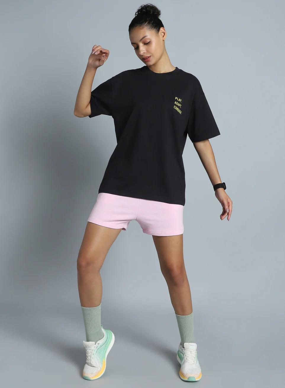 Women's Black Back Print Oversized Fit T-shirt - Image 3