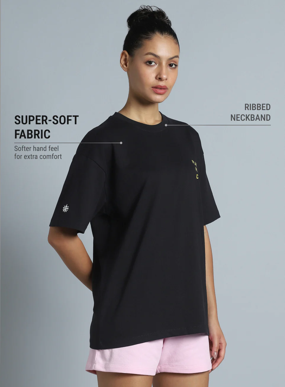 Women's Black Back Print Oversized Fit T-shirt - Image 5