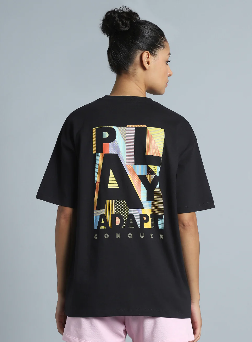 Women's Black Back Print Oversized Fit T-shirt - Image 6
