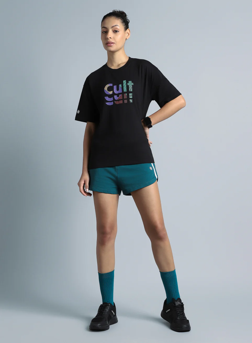 Women's Black Back Print Relaxed Fit T-shirt - Image 3
