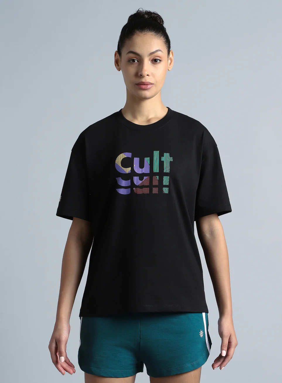 Women's Black Back Print Relaxed Fit T-shirt - Image 4