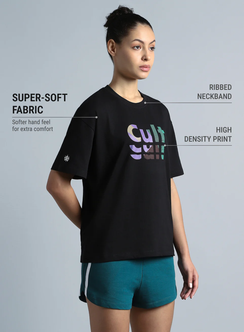 Women's Black Back Print Relaxed Fit T-shirt - Image 5