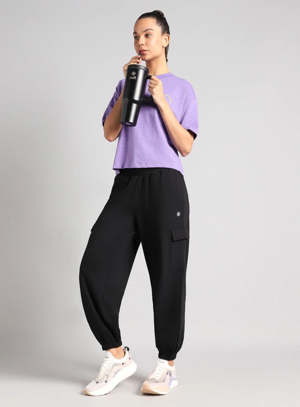 Women's Black Beyond Play Cargo Joggers - Image 2