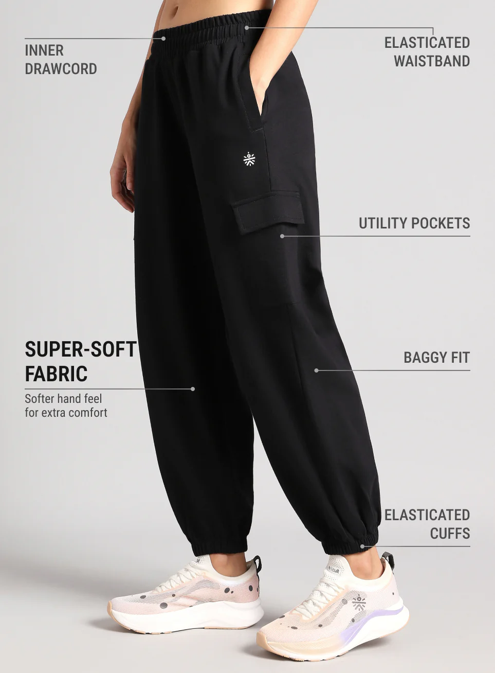 Women's Black Beyond Play Cargo Joggers - Image 5