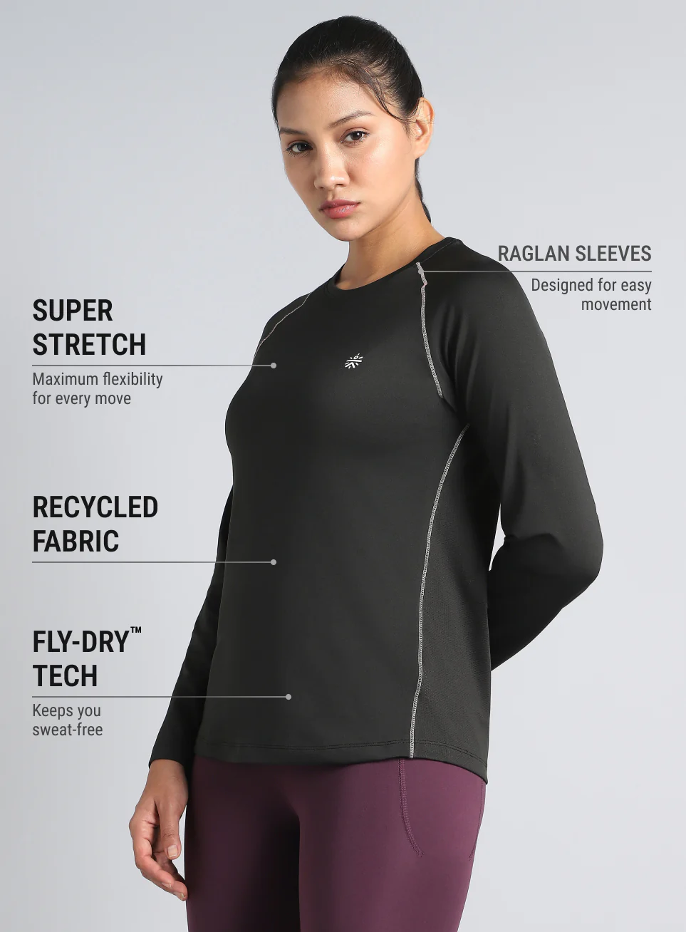 Women's Black Build Up Performance Recycled Poly T-shirt - Image 5