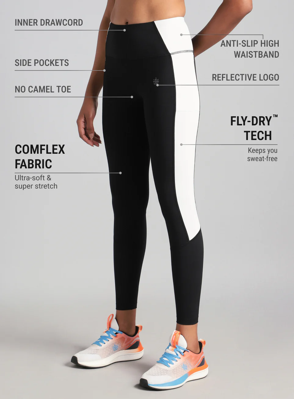 Women's Black Colourblock Runner's Pro Comflex Tights - Image 5