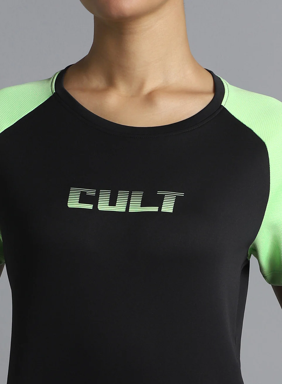 Women's Black Colourblock Training Recycled Poly T-shirt - Image 7