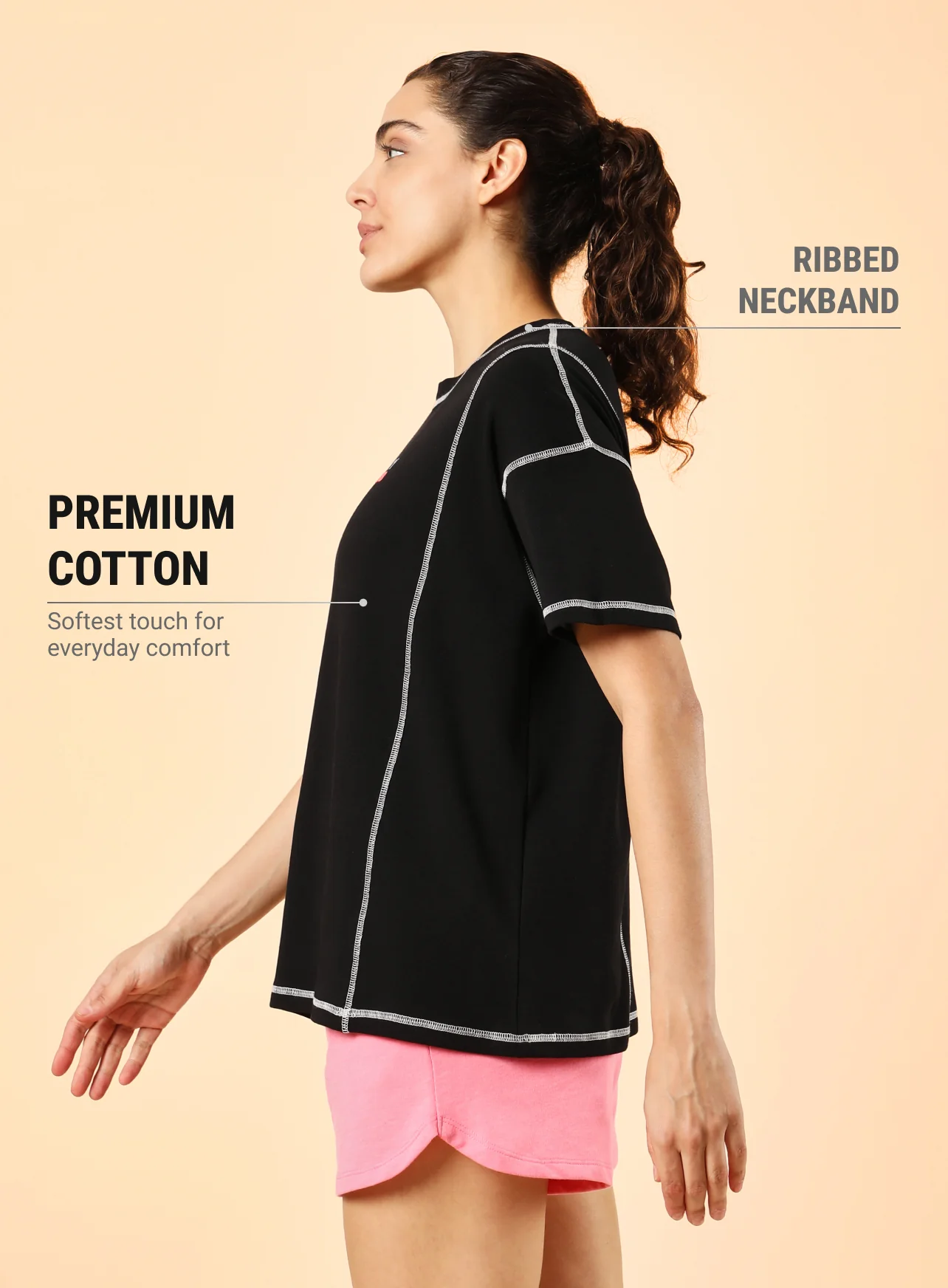 Women's Black Community Sports Relaxed fit T-shirt - Image 5