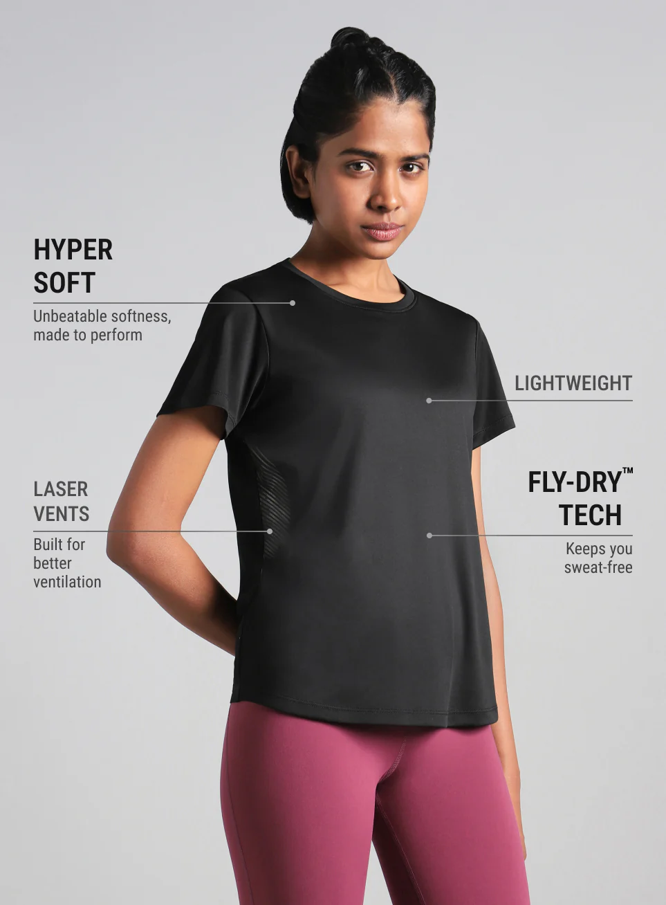 Women's Black Contour Print T-shirt - Image 5