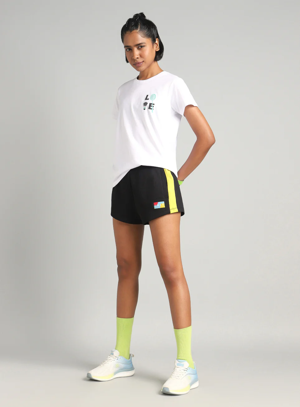 Women's Black Contrast Play Shorts - Image 2