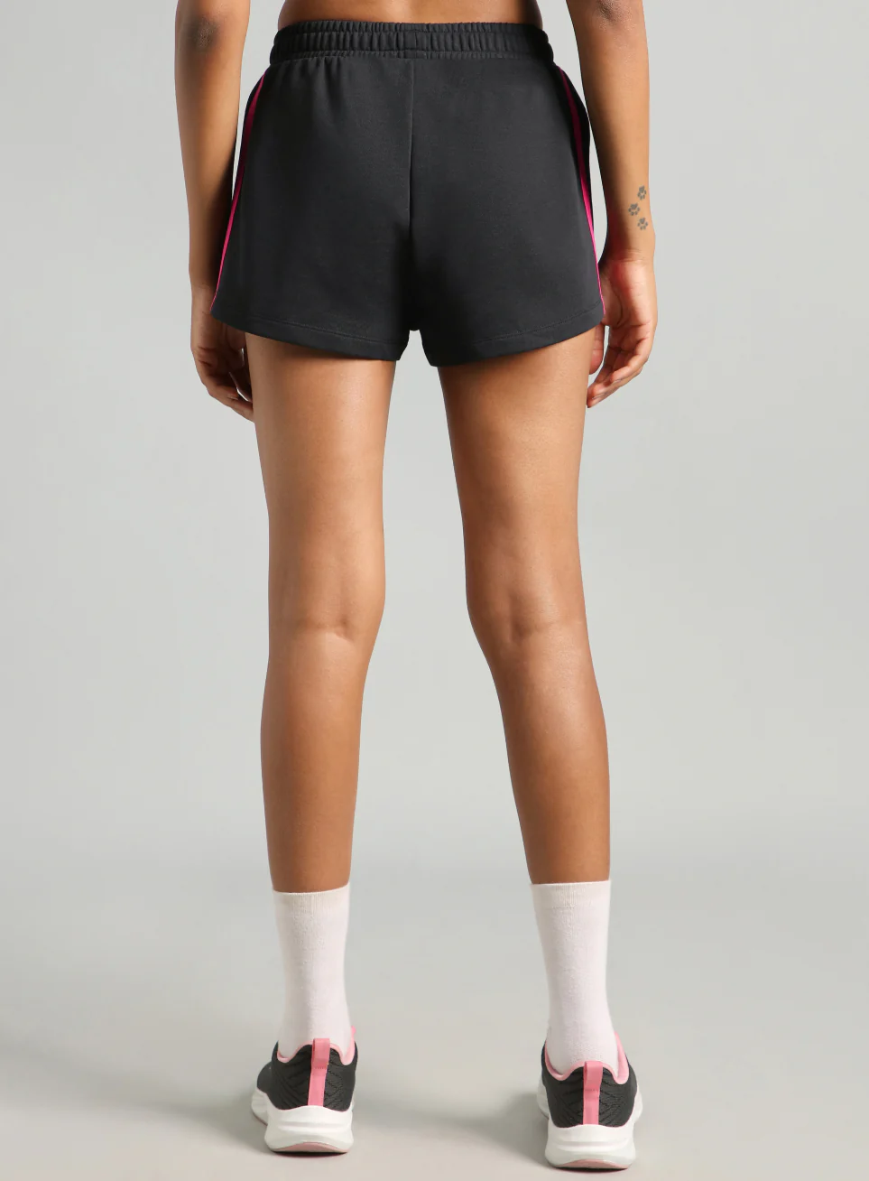 Women's Black Contrast Power Tape Shorts - Image 6