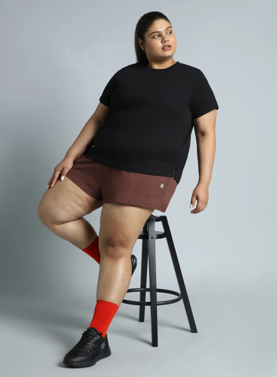 Women's Black Cotton Plus Size Play Day Regular Fit T-shirt - Image 2