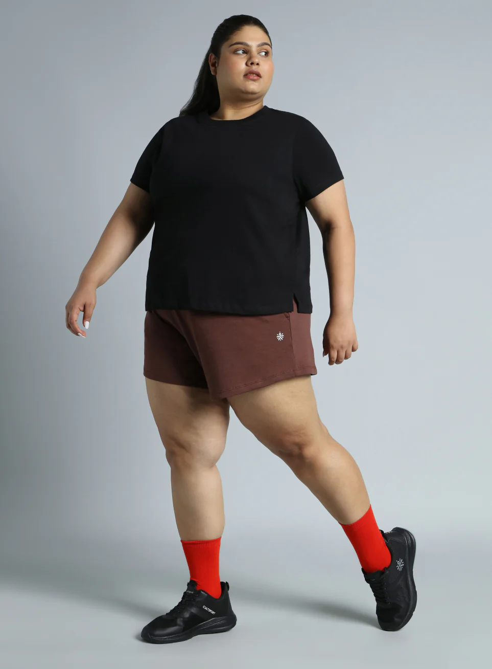 Women's Black Cotton Plus Size Play Day Regular Fit T-shirt - Image 3