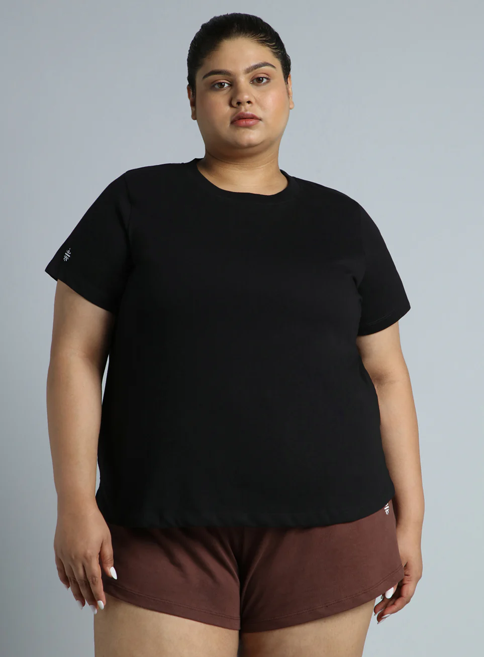 Women's Black Cotton Plus Size Play Day Regular Fit T-shirt - Image 4
