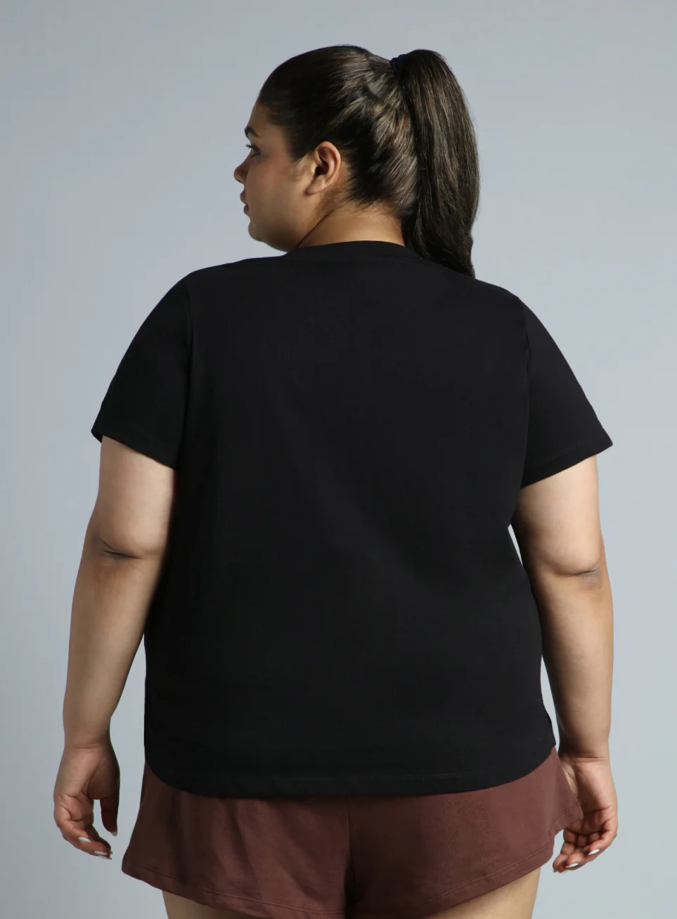 Women's Black Cotton Plus Size Play Day Regular Fit T-shirt - Image 6