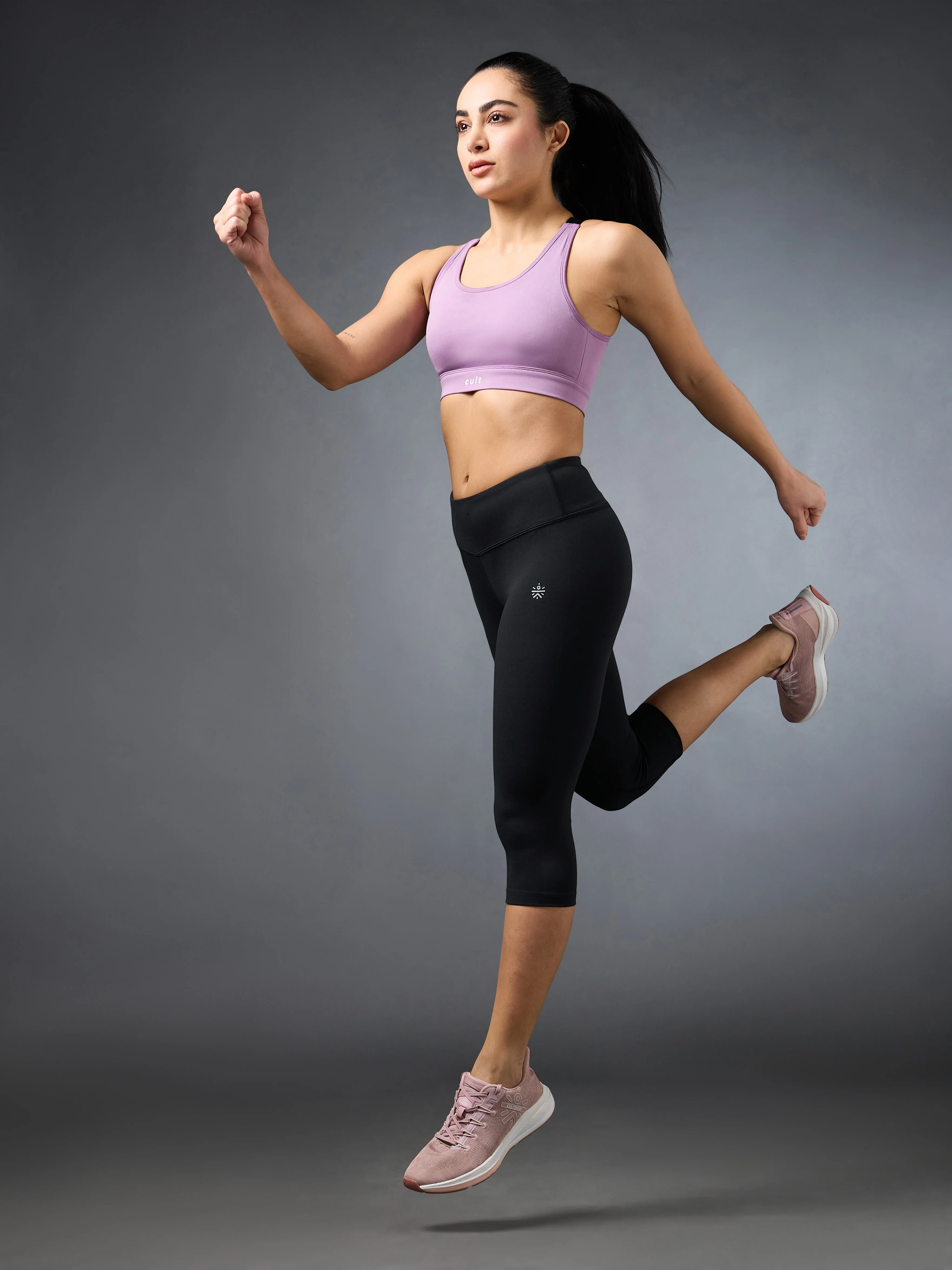 Women's Black Cropped Performance COMFlex Tights - Image 2
