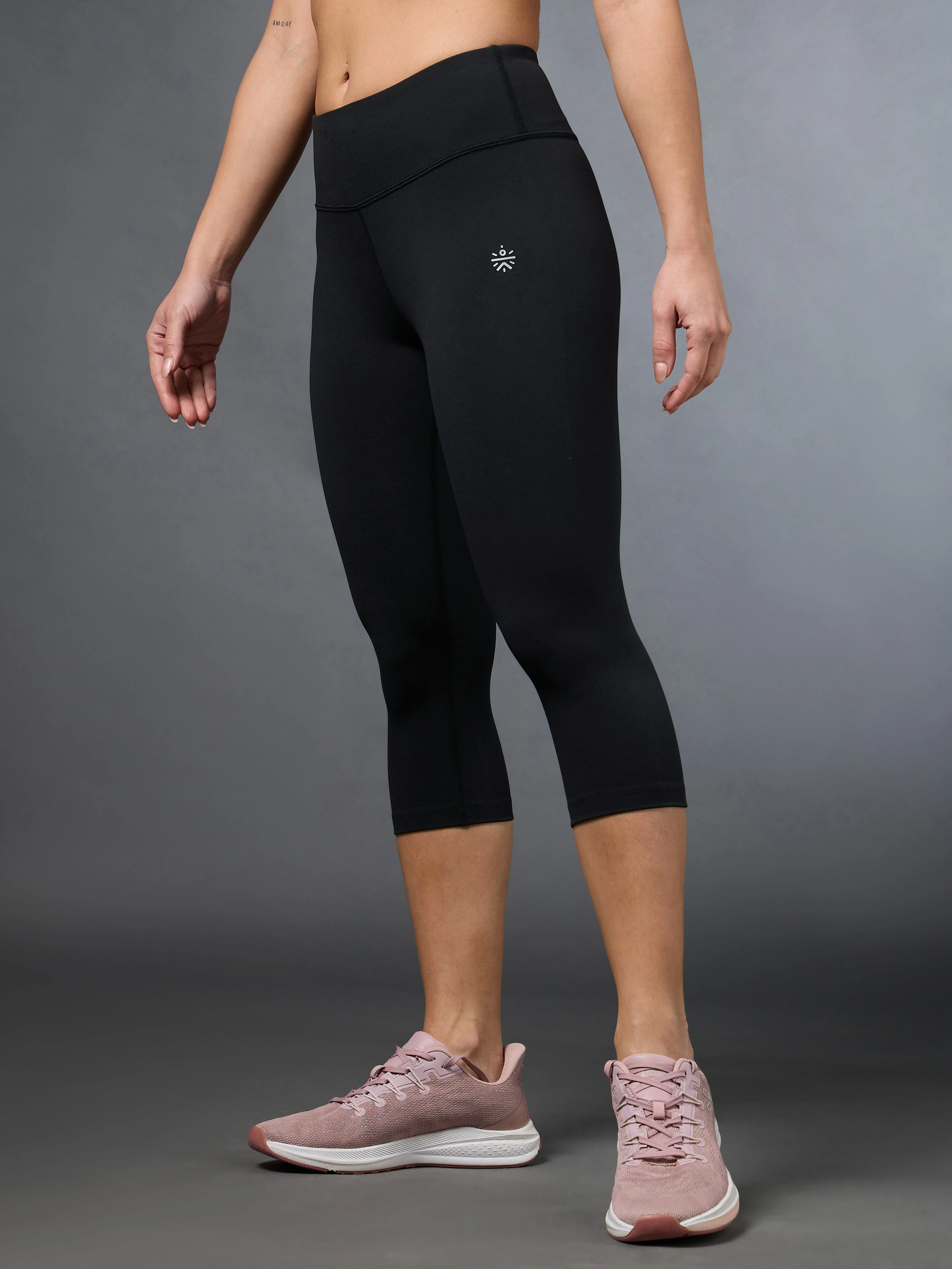 Women's Black Cropped Performance COMFlex Tights - Image 5