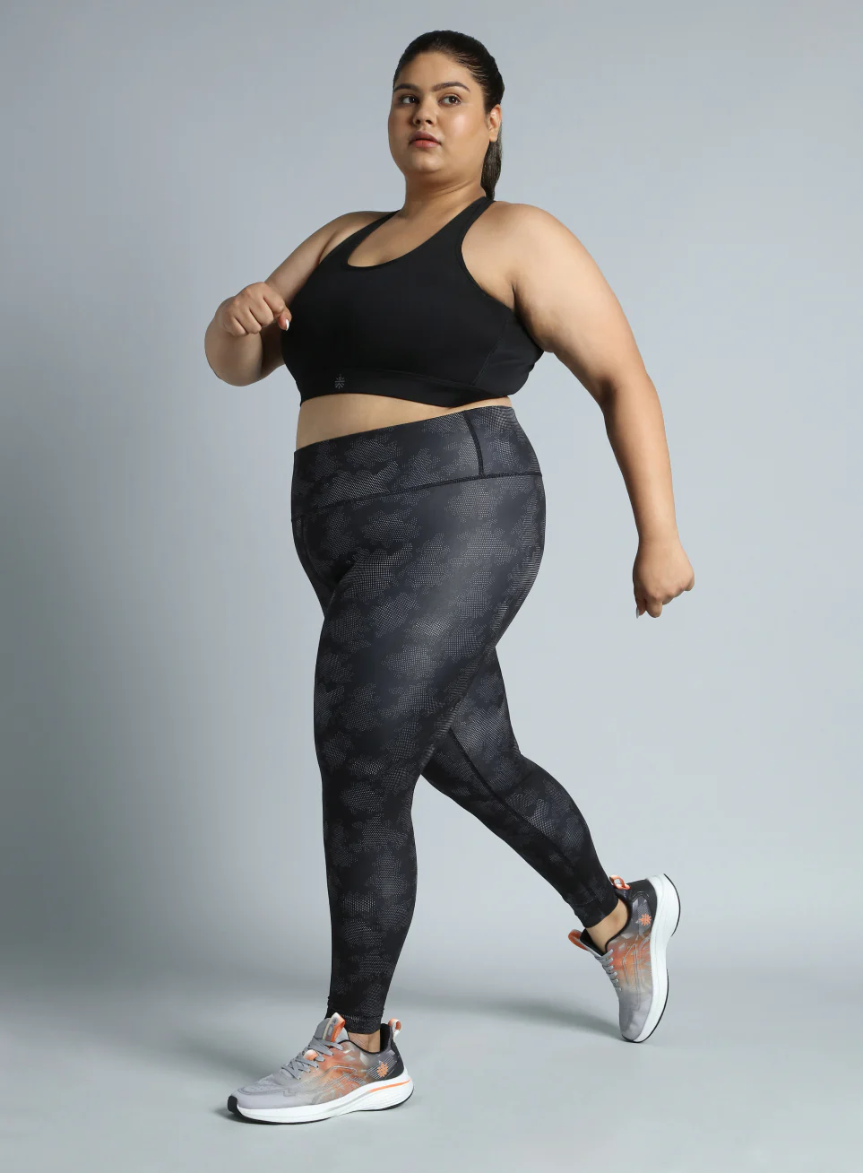 Women's Black Cross Back Hook Training High Support Plus Size Sports Bra - Image 2