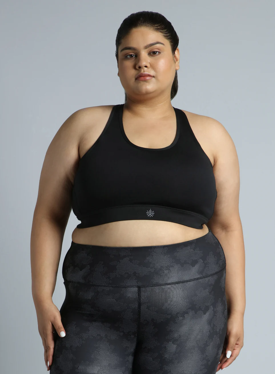 Women's Black Cross Back Hook Training High Support Plus Size Sports Bra - Image 4