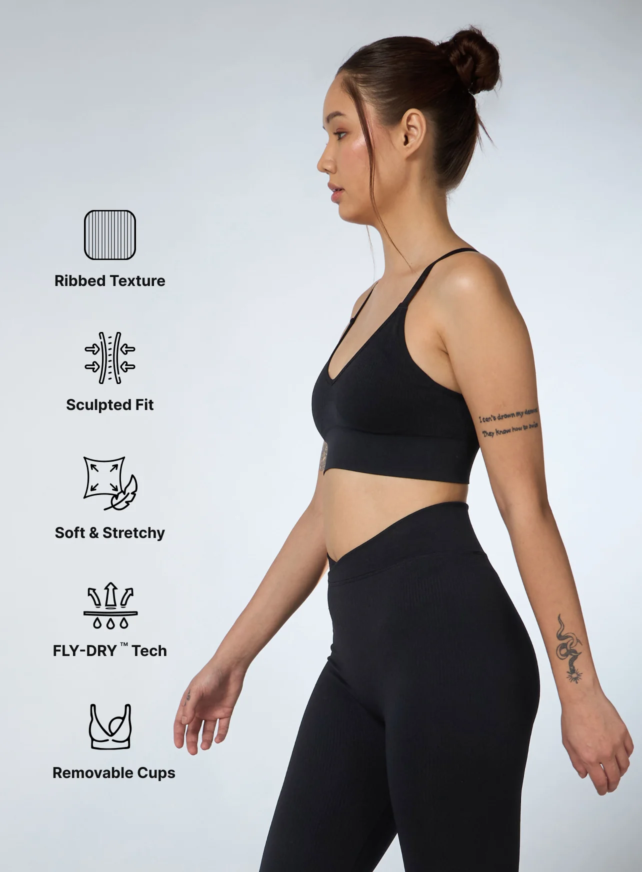 Women's Black Cross Fit Seamless Medium Support Bra - Image 5