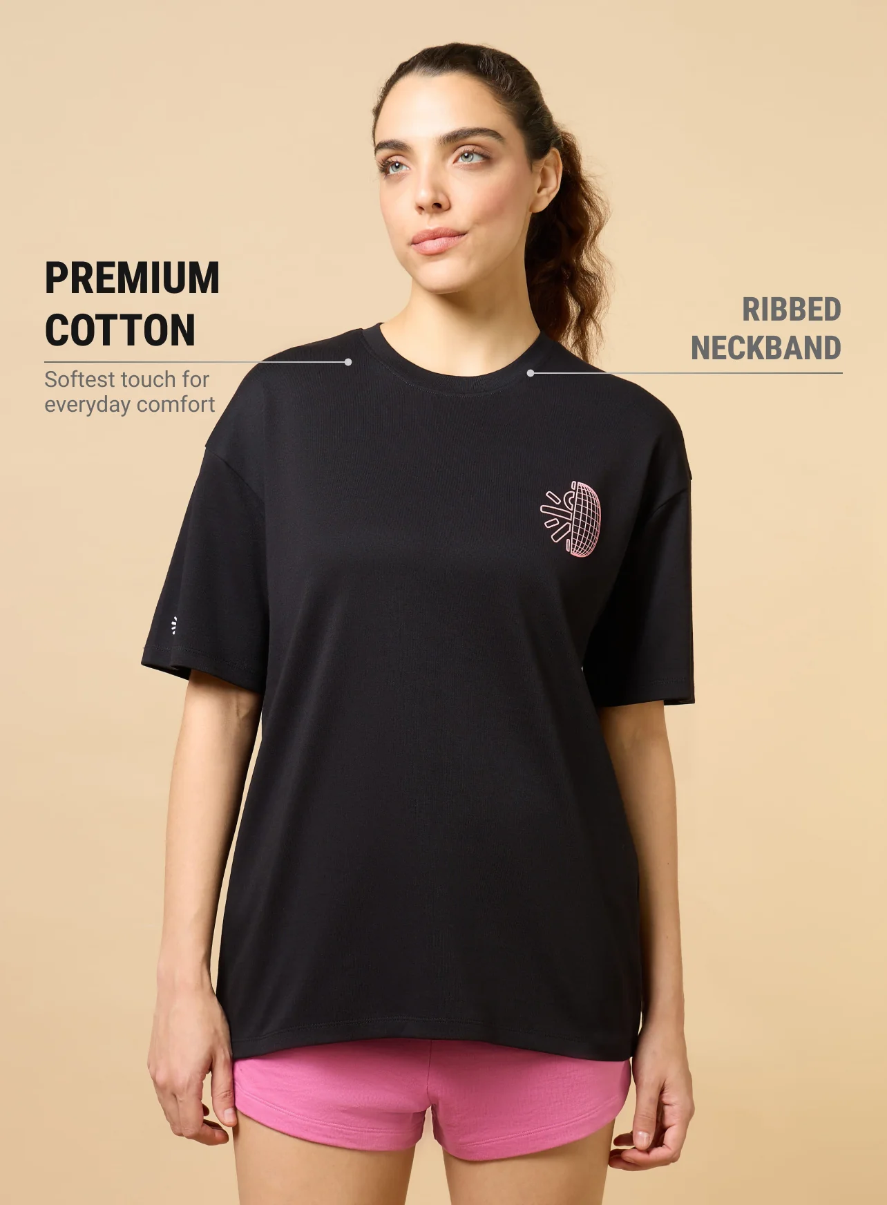 Women's Black Cult Brand Carrier Oversized T-shirt - Image 4