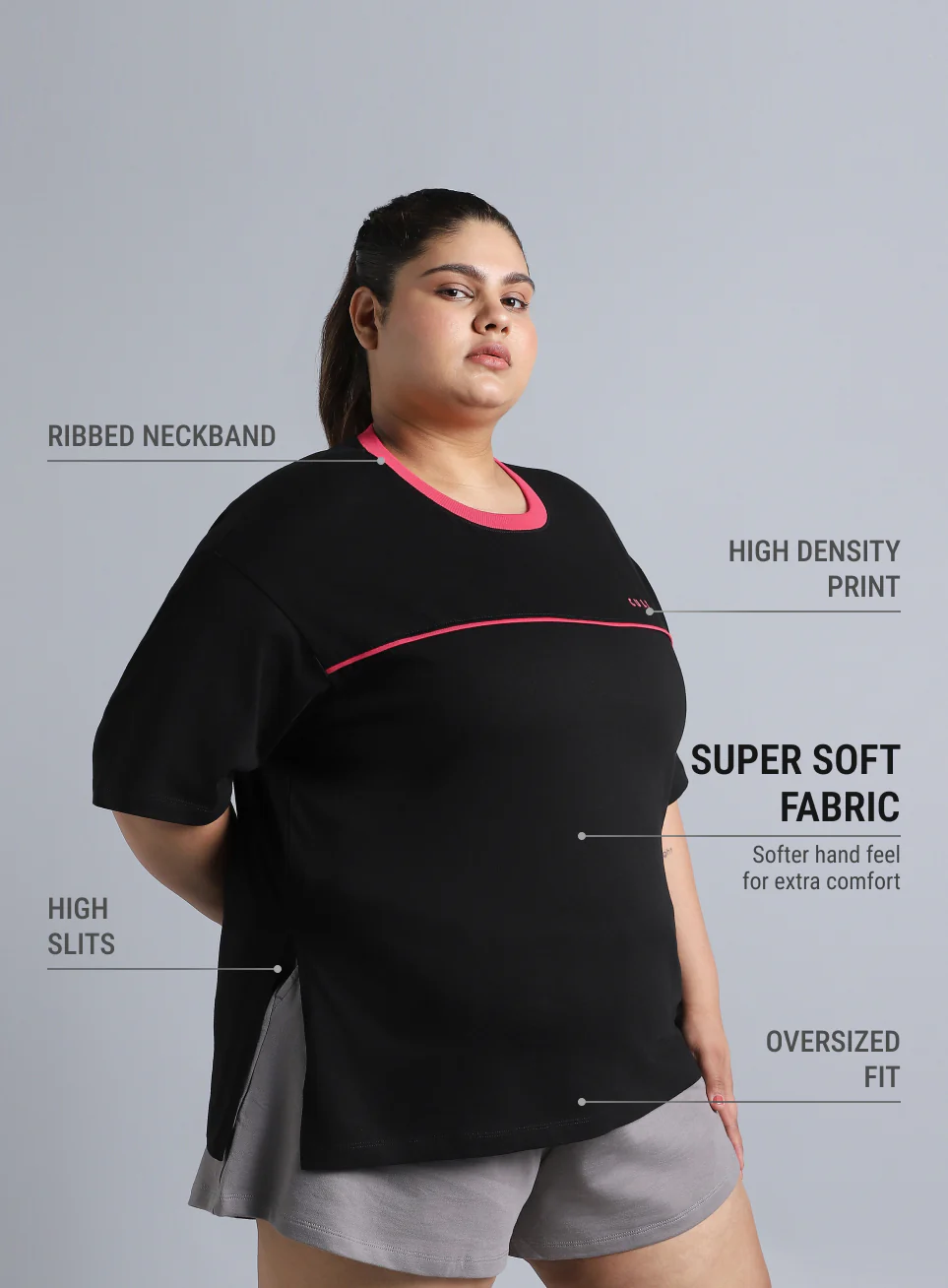 Women's Black Cult Classic Oversized Fit Plus Size T-shirt - Image 5