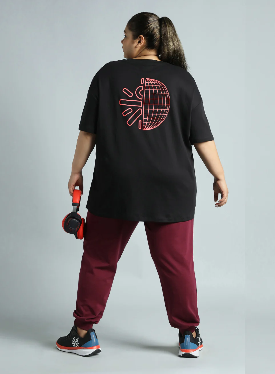 Women's Black Cult Graphic Cotton Plus Size Oversized Fit T-shirt - Image 3