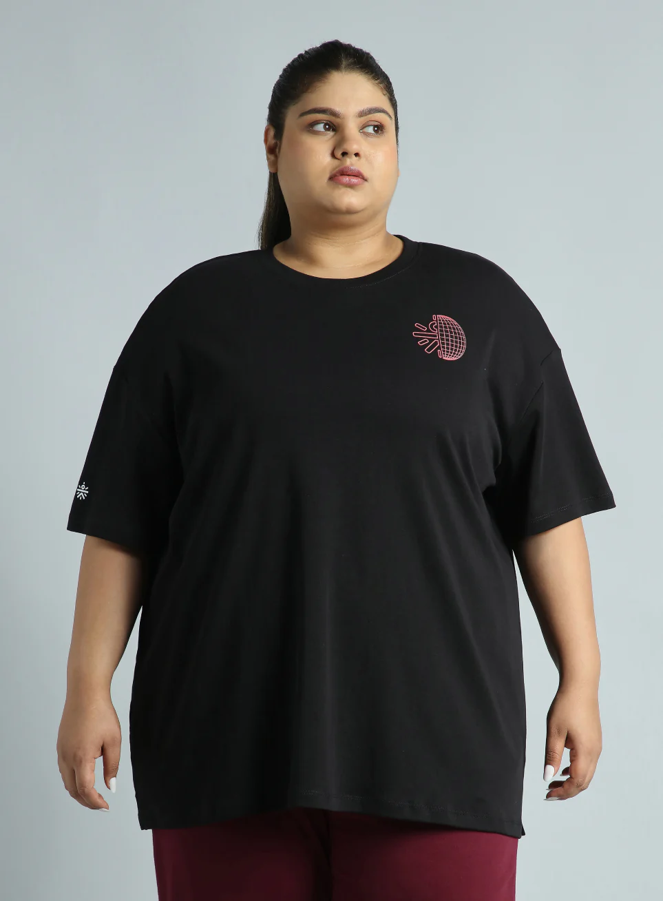 Women's Black Cult Graphic Cotton Plus Size Oversized Fit T-shirt - Image 4