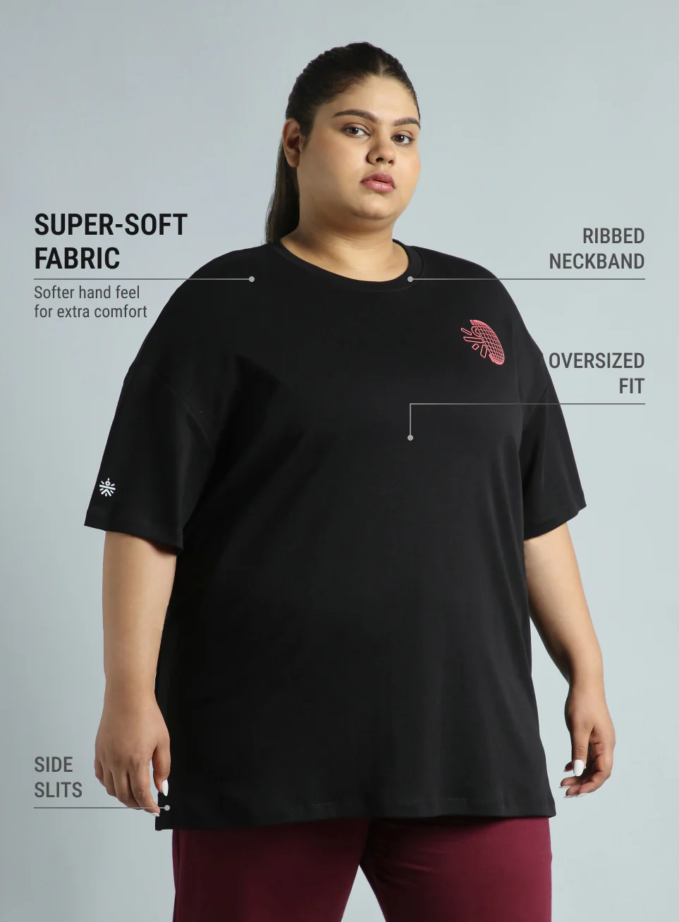 Women's Black Cult Graphic Cotton Plus Size Oversized Fit T-shirt - Image 5