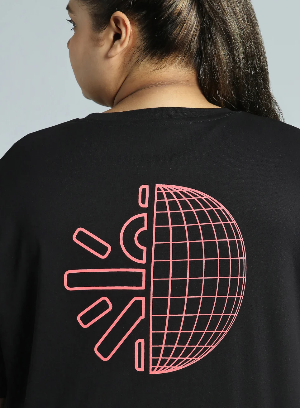 Women's Black Cult Graphic Cotton Plus Size Oversized Fit T-shirt - Image 8