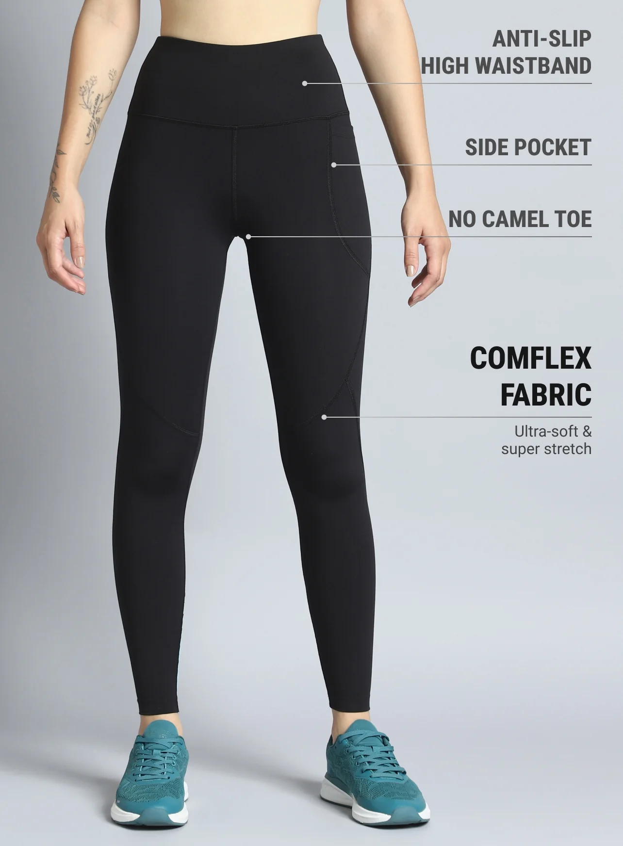 Women's Black Dance Flow Tights - Image 4