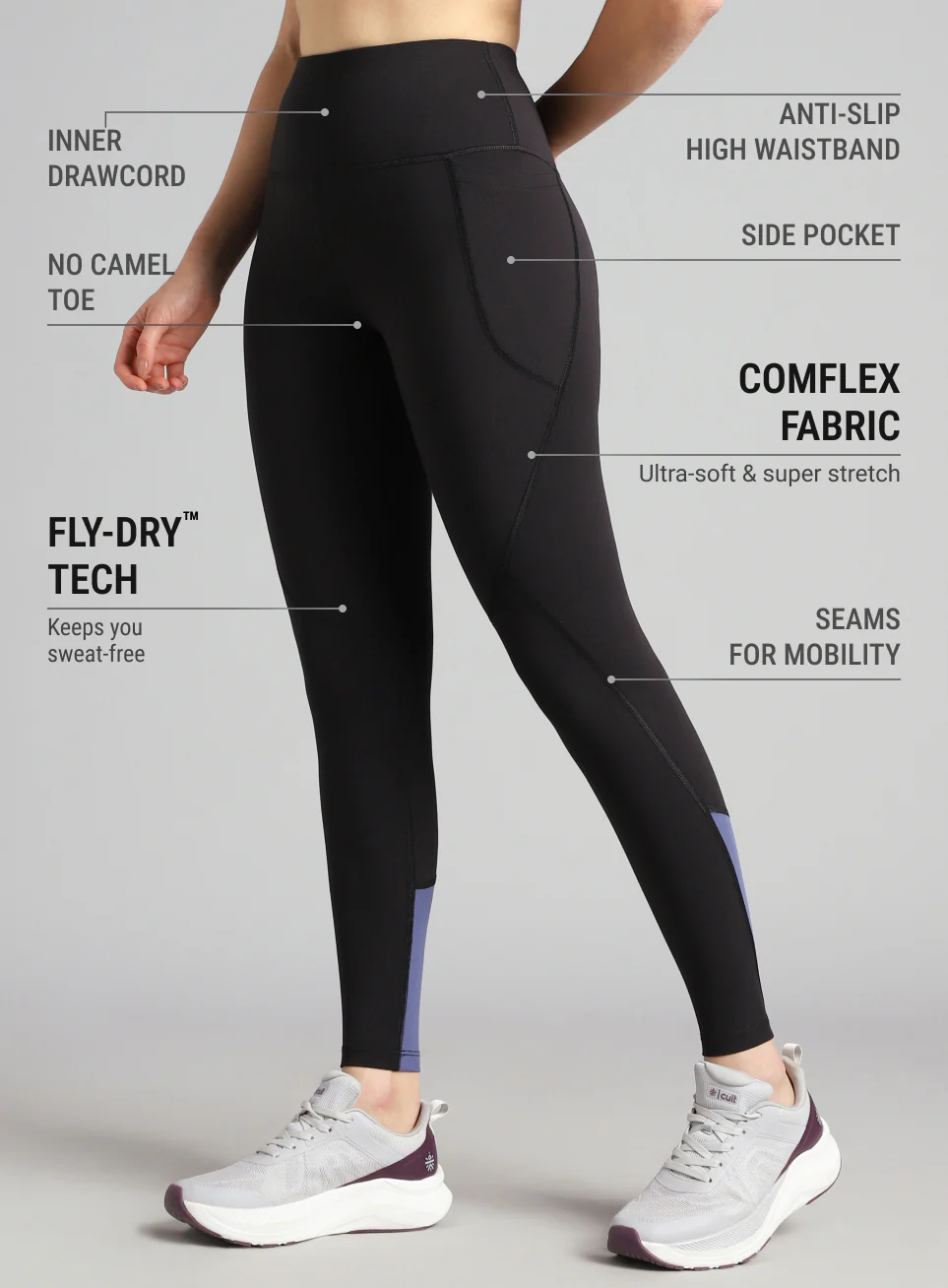 Women's Black Dance Flow Tights - Image 5