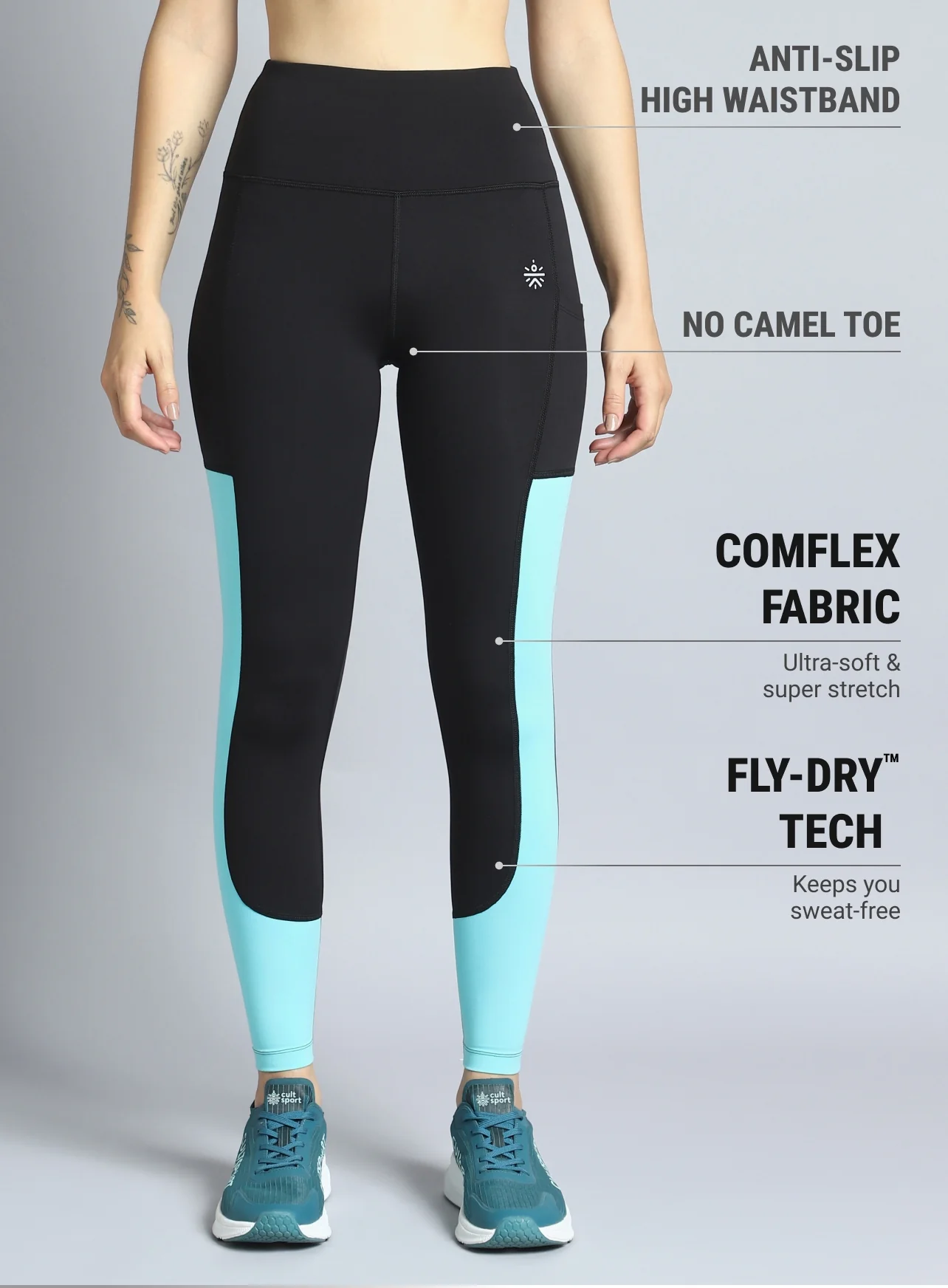 Women's Black Dance Off Colourblock COMFLex Tights - Image 4