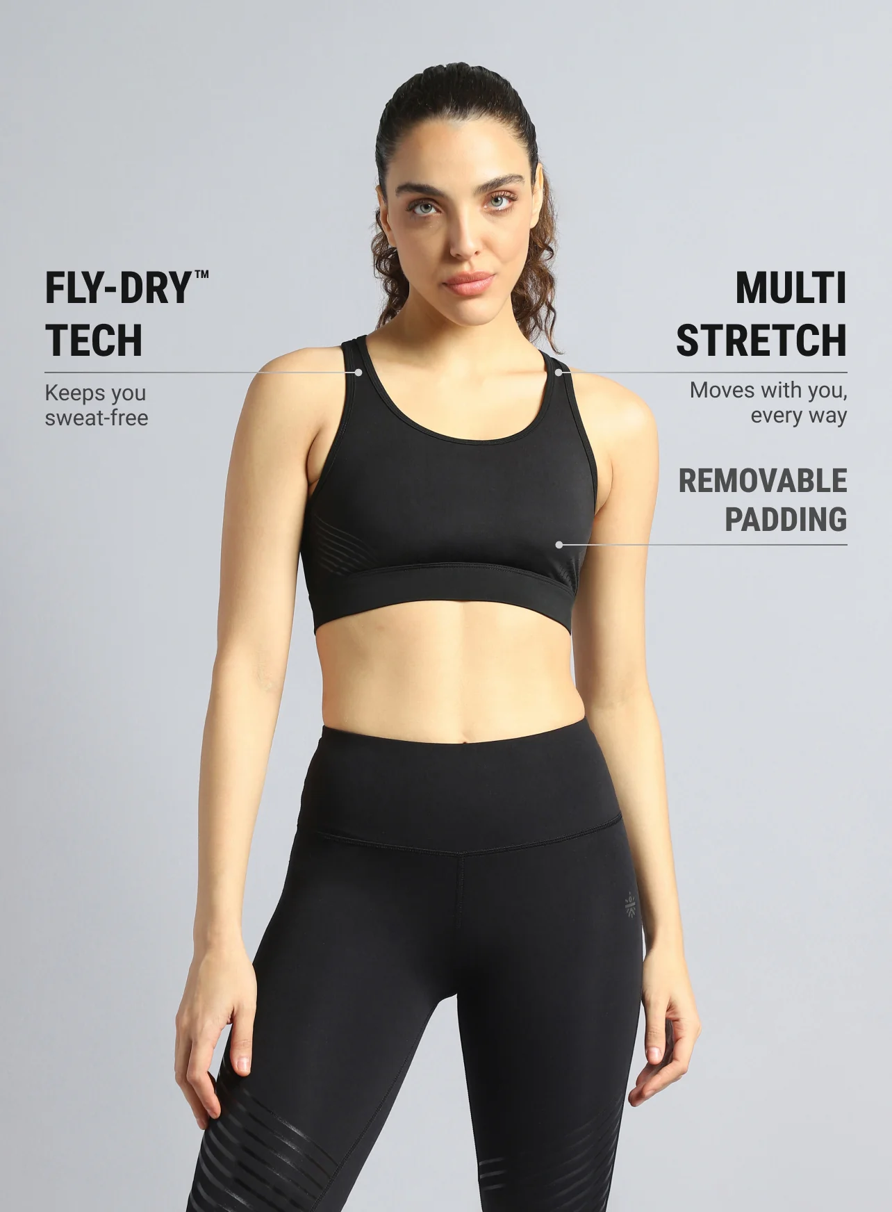Women's Black Energy Flow Printed Bra - Image 4