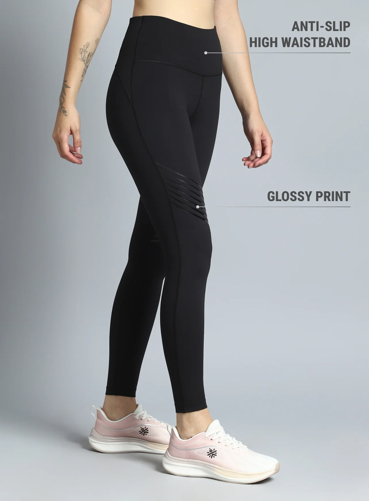 Women's Black Energy Flow Printed COMFlex Tights - Image 5