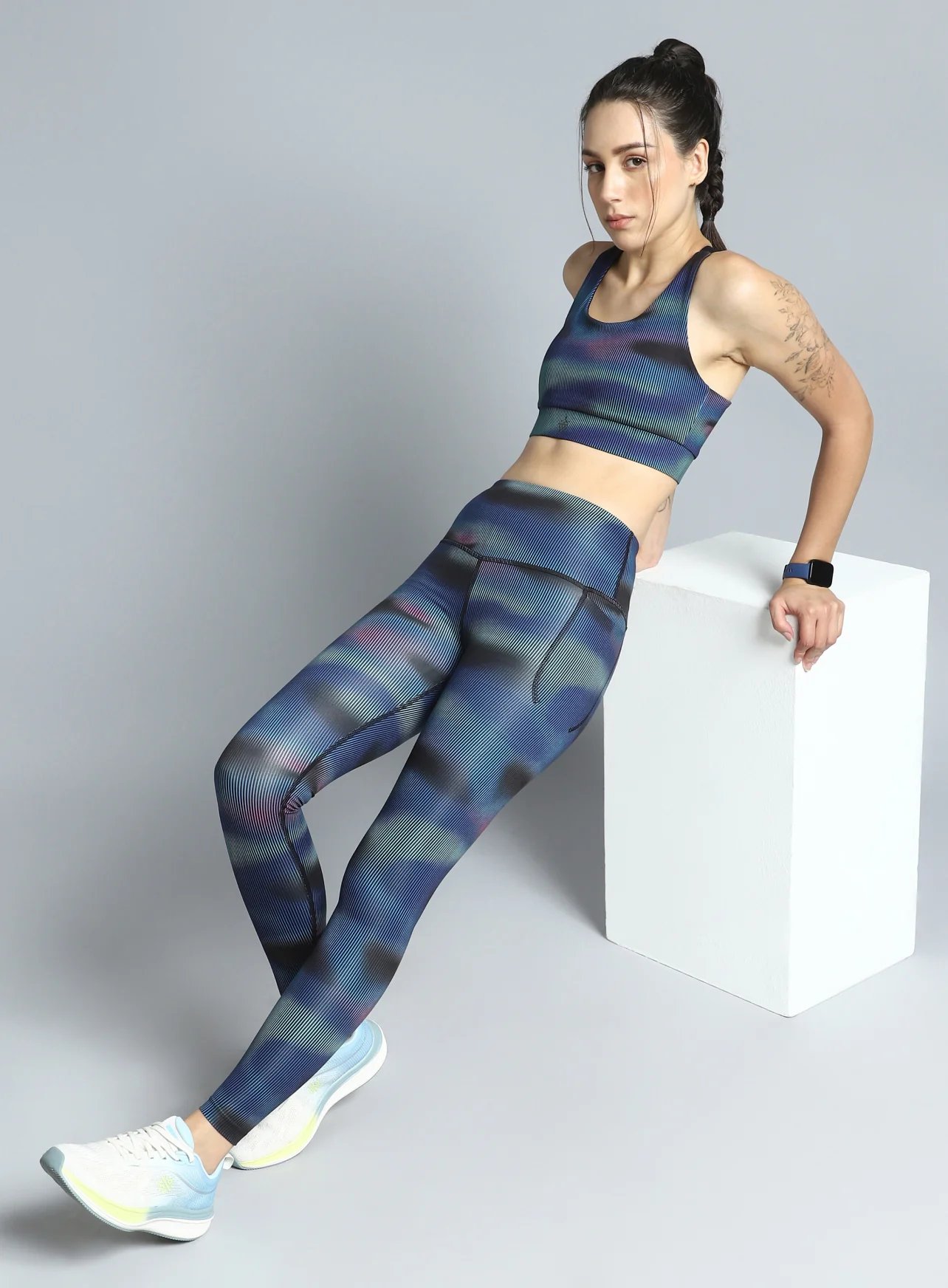 Women's Black Energy Map All Over Print COMFlex Tights - Image 2